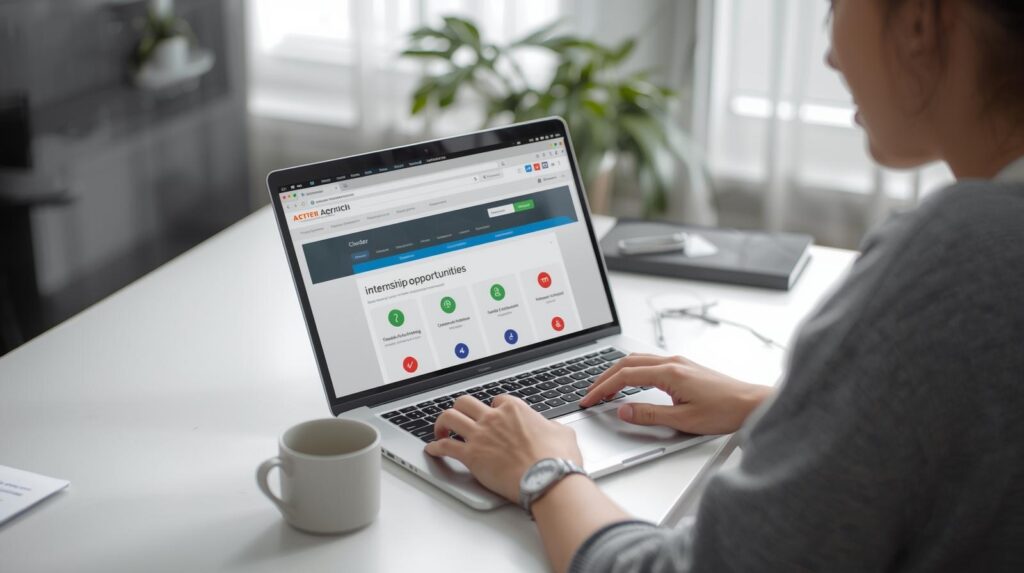 Student using Internship 101 tips to search for internships online