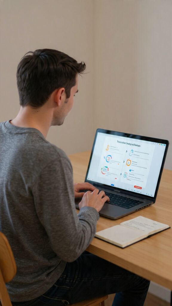  “Student comparing different education and career path options on a laptop”