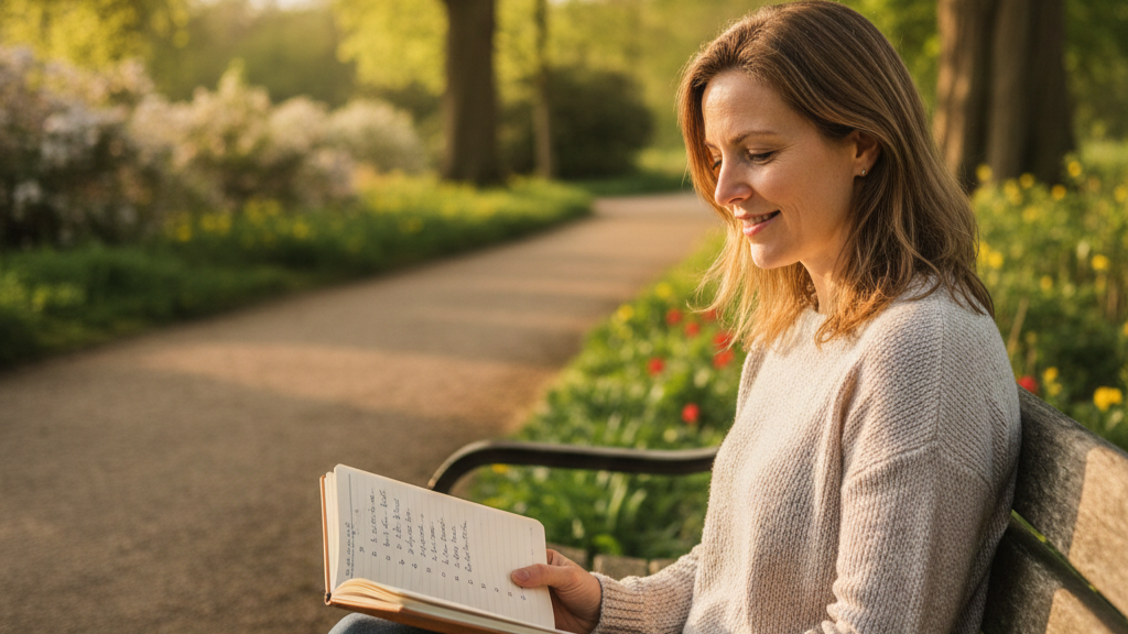 Person reflecting on progress after working consistently to build confidence.