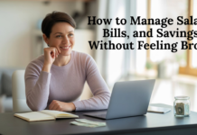 How to Manage Salary, Bills, and Savings Without Feeling Broke “Adult at a desk organising salary, bills, and savings to learn how to manage salary without feeling broke.”
