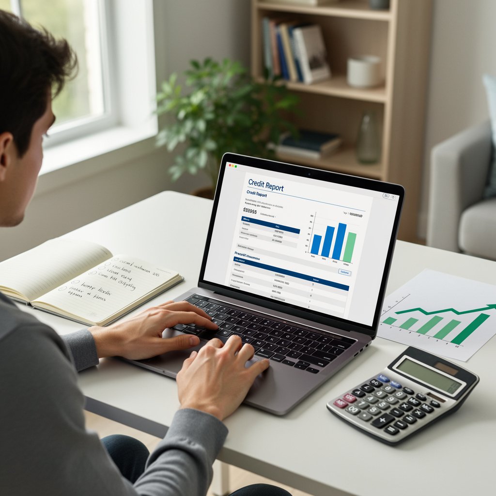 Person reviewing a plan to improve credit score