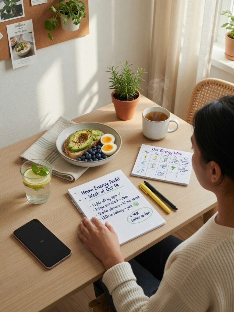  Energy audit journal for tracking habits that affect daily energy.