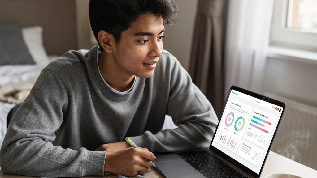 Student using AI study tools to organize notes and revision.