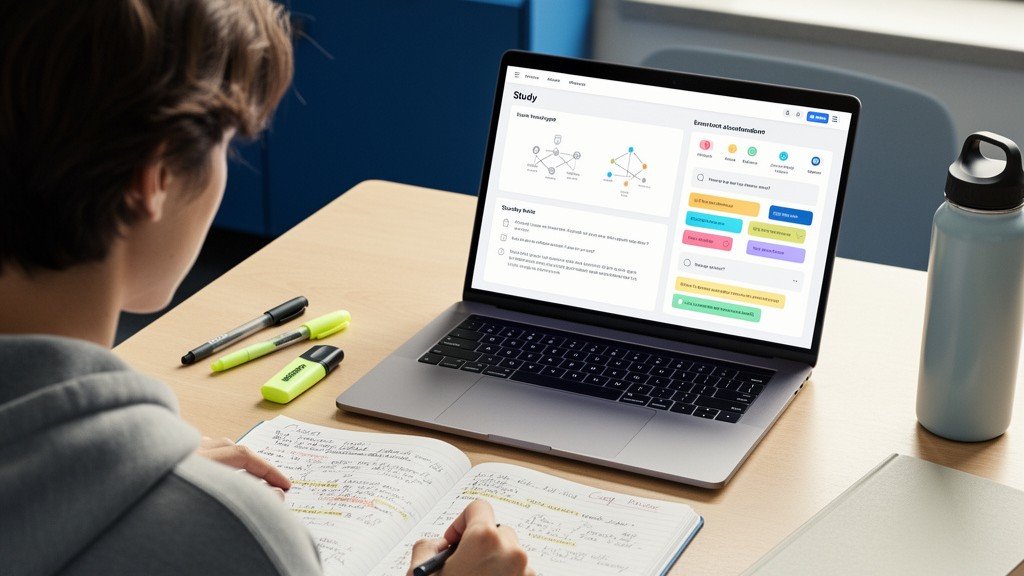 AI study tools creating flashcards and quizzes from student notes.